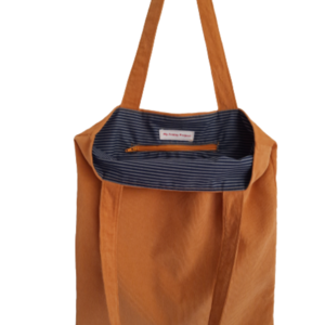 Υφασμάτινη tote τσάντα "κοτλέ-μουσταρδί" 41x33cm - ύφασμα, ώμου, all day, tote, πάνινες τσάντες - 2