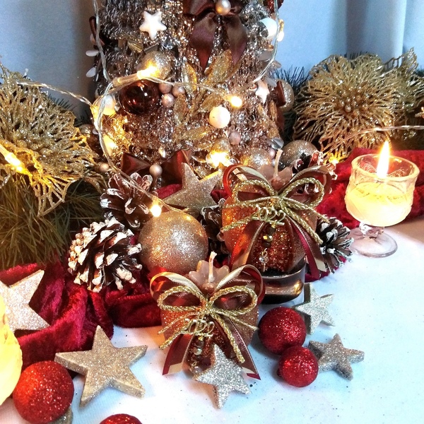 Γούρι 2024 αρωματικό κερί ρόδι bronze-γκλίτερ 6*6cm - μέταλλο, χριστούγεννα, κεριά, γούρια, πρωτοχρονιά - 4