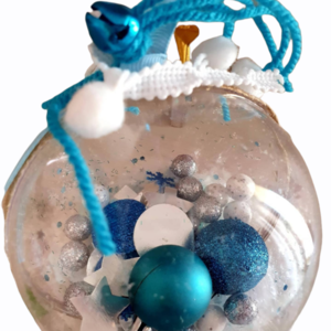 Χριστουγεννιάτικη μπάλα χειροποίητη διάφανη Frozen 10εκ - plexi glass, χιονονιφάδα, χριστουγεννιάτικα δώρα, στολίδια, μπάλες