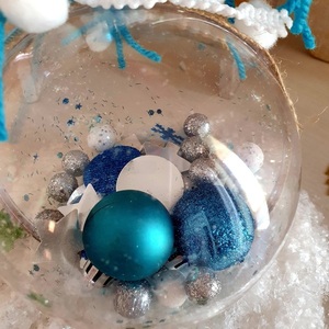 Χριστουγεννιάτικη μπάλα χειροποίητη διάφανη Frozen 10εκ - plexi glass, χιονονιφάδα, χριστουγεννιάτικα δώρα, στολίδια, μπάλες - 2