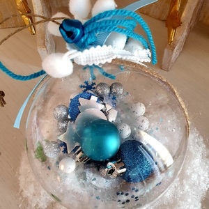 Χριστουγεννιάτικη μπάλα χειροποίητη διάφανη Frozen 10εκ - plexi glass, χιονονιφάδα, χριστουγεννιάτικα δώρα, στολίδια, μπάλες - 4