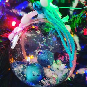 Χριστουγεννιάτικη μπάλα χειροποίητη διάφανη Frozen 10εκ - plexi glass, χιονονιφάδα, χριστουγεννιάτικα δώρα, στολίδια, μπάλες - 5