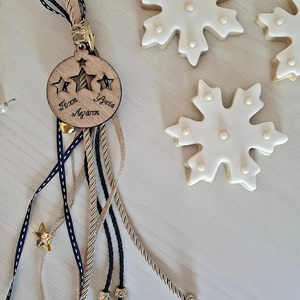 Γούρι για την νέα χρονιά μπλε navy με χρυσές λεπτομέρειες - charms, αστέρι, plexi glass, χριστουγεννιάτικα δώρα, γούρια - 2