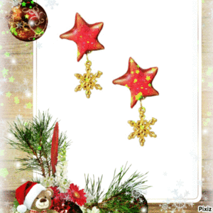 Χειροποιητα Χριστουγεννιατικα Κρεμαστα Μακρυα Σκουλαρικια με κοκκινο Αστερι απο πολυμερη πηλο-Χιονονυφαδα χρυσαφι και καρφακι ατσαλινα - αστέρι, πηλός, κοσμήματα, χιονονιφάδα, χριστουγεννιάτικα δώρα - 3