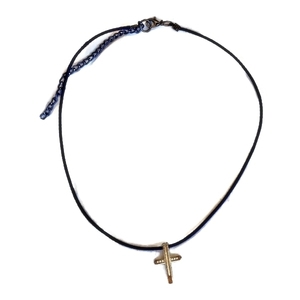 κολιέ σκούρο μπλε κορδόνι με σταυρό - ύφασμα, επάργυρα, σταυρός, κοντά, φθηνά