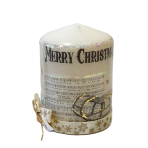 Διακοσμητικό μικρό κερί Merry Christmas Ύψος 8cm - vintage, ντεκουπάζ, χειροποίητα, χριστουγεννιάτικα δώρα, κεριά & κηροπήγια - 2