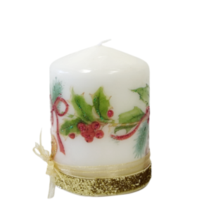 Διακοσμητικό μικρό κερί Χριστουγεννιάτικη γιρλάντα Ύψος 8cm - vintage, ντεκουπάζ, χειροποίητα, χριστουγεννιάτικα δώρα, κεριά & κηροπήγια - 2