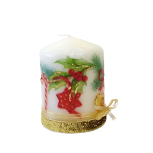 Διακοσμητικό μικρό κερί Χριστουγεννιάτικη γιρλάντα Ύψος 8cm - vintage, ντεκουπάζ, χειροποίητα, χριστουγεννιάτικα δώρα, κεριά & κηροπήγια - 3