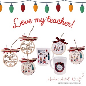 Κρεμαστό στολίδι με τύπωμα για τη δασκάλα 10 εκ 2 - δασκάλα, χριστουγεννιάτικα δώρα, στολίδια, προσωποποιημένα - 3