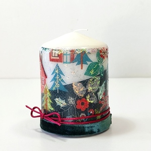 Διακοσμητικό κερί Χριστουγεννιάτικο χωριό - vintage, ντεκουπάζ, χριστουγεννιάτικα δώρα, κεριά & κηροπήγια - 2