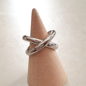 Γυναικείο δαχτυλίδι χιαστί αυξομειούμενο ασήμι επιπλατινωμένο - ασήμι, μεγάλα, επιπλατινωμένα, αυξομειούμενα - 4