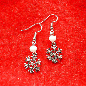 Σκουλαρίκια χιονονιφάδα - μέταλλο, κοσμήματα, χιονονιφάδα, χριστουγεννιάτικα δώρα - 3