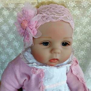 Βρεφική και παιδική ροζ κουφετί δαντελέ κορδέλα με μπαλίτσα από παγιέτες - κορίτσι, βρεφικά, αξεσουάρ μαλλιών - 2