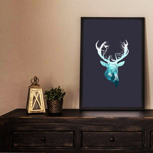 Bookish Poster Blue Deer 21x30cm - πίνακες & κάδρα, αφίσες, ζωάκια - 4