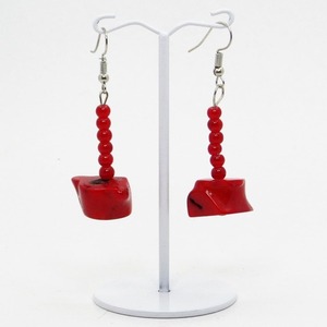 "Εthnic" - Κρεμαστά σκουλαρίκια με κοράλλι και γυάλινες χάντρες σε κόκκινο χρώμα - ημιπολύτιμες πέτρες, κοράλλι, χάντρες, κρεμαστά, γάντζος - 2