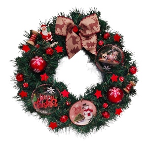 Χριστουγεννιάτικο στεφάνι με κόκκινες λεπτομέρειες - ξύλο, στεφάνια, σπίτι, plexi glass, διακοσμητικά