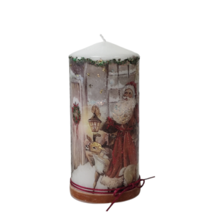 Διακοσμητικό κερί με vintage Άγιο Βασίλη με δώρα - ντεκουπάζ, χειροποίητα, χριστουγεννιάτικα δώρα, άγιος βασίλης, κεριά & κηροπήγια - 3
