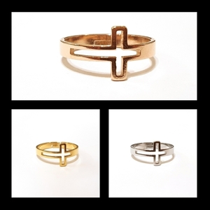 Γυναικείο δαχτυλίδι σταυρός ανοιγόμενο από ατσάλι ροζ χρυσό επιχρύσωμα - γυναικεία, επιχρυσωμένα, σταυρός, ατσάλι, αυξομειούμενα - 5