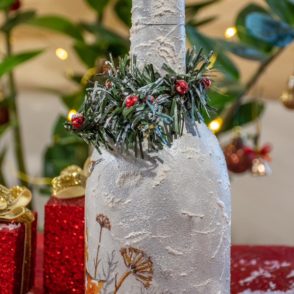 Χριστουγεννιάτικο διακοσμητικό γυάλινο μπουκάλι χιονάνθρωπος - 23 εκ. ύψος - χριστουγεννιάτικο, διακοσμητικά, χιονάνθρωπος, διακοσμητικά μπουκάλια - 4