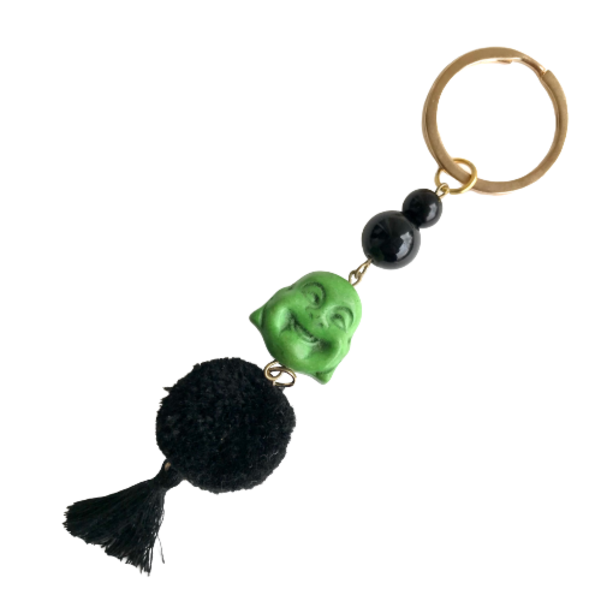 Μπρελόκ κλειδιών Βούδας χαμογελαστός πράσινος χαολίτης ημιπολύτιμη πέτρα μήκος 13 εκ - ημιπολύτιμες πέτρες, χαολίτης, Βούδας, αυτοκινήτου, σπιτιού