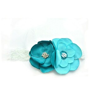 Ελαστική κορδέλα για καπέλο με γαλάζια λουλούδια - charms, δώρο, λουλούδια, καπέλο, κορδέλες μαλλιών