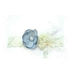 Ελαστική κορδέλα για καπέλο με γαλάζιο λουλούδι - δώρο, λουλούδια, καπέλο, κορδέλες μαλλιών