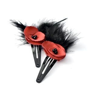 Hair clips με κόκκινα λουλούδια - δώρο, λουλούδια, αξεσουάρ μαλλιών, hair clips
