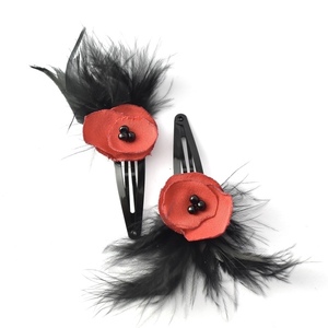 Hair clips με κόκκινα λουλούδια - δώρο, λουλούδια, αξεσουάρ μαλλιών, hair clips - 2