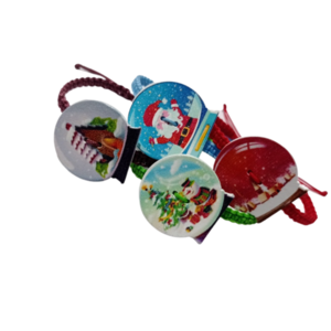 Χριστουγεννιάτικο παιδικό βραχιολάκι μακραμέ με ξύλινη χιονόμπαλα - ξύλο, κοσμήματα, χριστουγεννιάτικα δώρα, βραχιόλι παιδικό, αυξομειούμενα