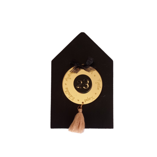 Γούρι ξύλινο σπιτάκι με χρυσό plexiglass 12*8*4εκ. μαύρο - ξύλο, σπίτι, plexi glass, χριστουγεννιάτικα δώρα, γούρια