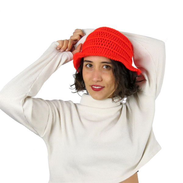 Πλεκτό χειροποίητο κόκκινο καπέλο - χειροποίητα, καπέλο - 2