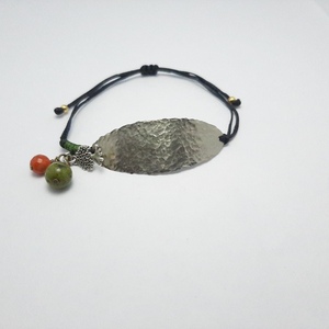 Βραχιόλι αλπακάς σφυρήλατος ημιπολύτιμες πέτρες - αλπακάς, κορδόνια, σφυρήλατο, αυξομειούμενα - 2