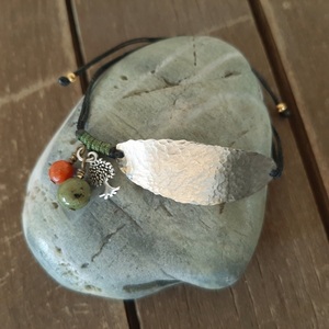 Βραχιόλι αλπακάς σφυρήλατος ημιπολύτιμες πέτρες - αλπακάς, κορδόνια, σφυρήλατο, αυξομειούμενα - 4