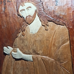 Ξυλόγλυπτη εικόνα Αγίου Ιωάννη Προδρόμου σε ξύλο Φλαμουριάς - πίνακες & κάδρα, εικόνες αγίων