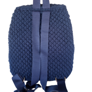 Πλεκτή μπλε τσάντα πλάτης (backpack) - ύφασμα, πλάτης, μεγάλες, all day, πλεκτές τσάντες - 2