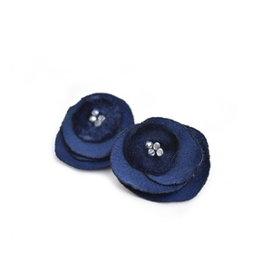 Μπλε υφασμάτινα σκουλαρίκια με Swarovski - ημιπολύτιμες πέτρες, swarovski, must αξεσουάρ, καρφωτά, ιδεά για δώρο - 2