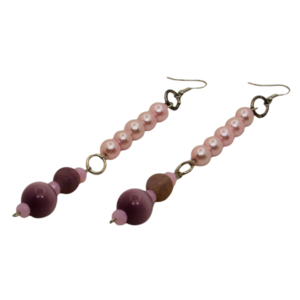 "Purple Rain" Σκουλαρίκια κρεμαστά με πέρλες, γυάλινες χάντρες - ημιπολύτιμες πέτρες, γυαλί, κρεμαστά, πέρλες, γάντζος
