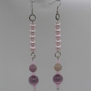 "Purple Rain" Σκουλαρίκια κρεμαστά με πέρλες, γυάλινες χάντρες - ημιπολύτιμες πέτρες, γυαλί, κρεμαστά, πέρλες, γάντζος - 4