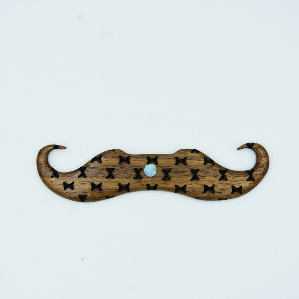 Ξύλινο παπιγιόν αντρικό, σχήμα μουστάκι από αμερικανική καρυδιά - ξύλο, ανδρικά, δώρο
