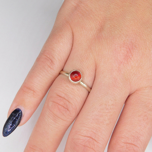 Ασημένιο δαχτυλίδι με κόκκινο αχάτη - ημιπολύτιμες πέτρες, ασήμι 925, χειροποίητα, βεράκια, σταθερά - 2