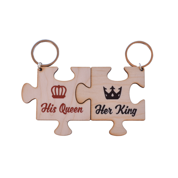 Σετ μπρελοκ για ζευγάρια King & Queen - ξύλο, μπρελόκ, mr & mrs, ζευγάρια, αγ. βαλεντίνου