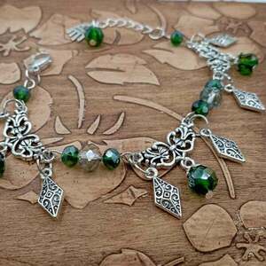 Βραχιόλι Athena με πράσινους κρυστάλλους. - γυαλί, charms, γυναικεία, χεριού, αυξομειούμενα - 3