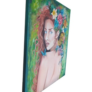 "Ιλίνα, η Ανθοφόρα" Πίνακας Ζωγραφικής, ελαιογραφία 40×50cm - πίνακες & κάδρα, πίνακες ζωγραφικής - 3