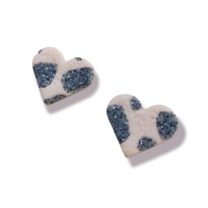 Studs καρδούλες με abstract pattern - καρδιά, πηλός, καρφωτά, μικρά, δώρα αγίου βαλεντίνου - 2
