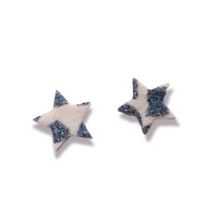 Studs αστεράκια με abstract pattern - αστέρι, πηλός, καρφωτά, μικρά - 2