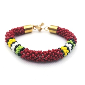 African style Βραχιόλι με χάντρες crochet knitted red- - χάντρες, χεριού, αυξομειούμενα