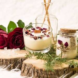 Κερί σόγιας με άρωμα πούδρα και ξύλινο φυτίλι - αρωματικά κεριά - 2