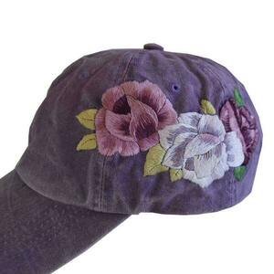 Καπέλο jockey μωβ με κεντημένα λουλούδια - 5