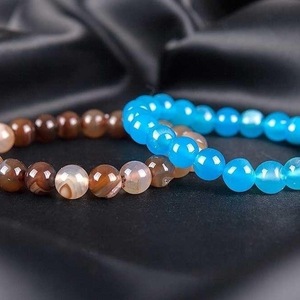 SET of 2 BRACELETS of BROWN and BLUE AHAT - ημιπολύτιμες πέτρες, γυναικεία, χάντρες, χεριού, φθηνά