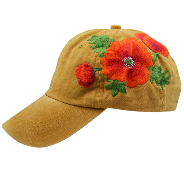 Καπέλο με κεντημένα λουλούδια - καπέλο